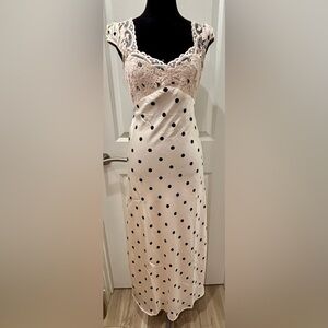 NWT antiqued ivory and black Polka Dot Lace Dress - L